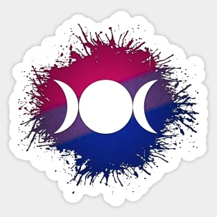 Paint Splatter Bisexual Pride Flag Triple Goddess Moon Sticker